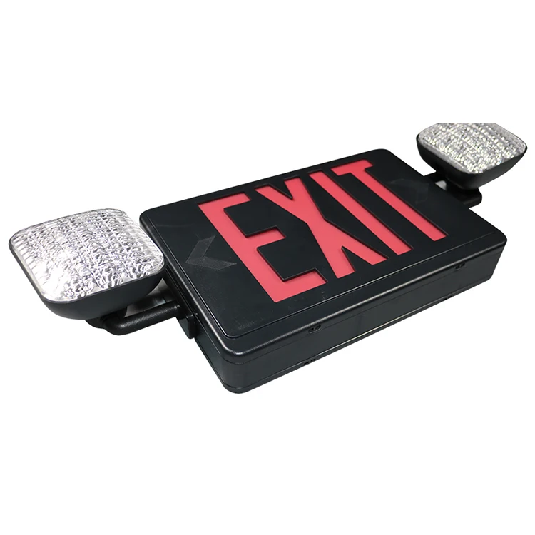 Black body CEC T20 Qualified 120-277V LED Emergency Exit Lighting Fixtures with 2 LED Heads and Back Up Batteries