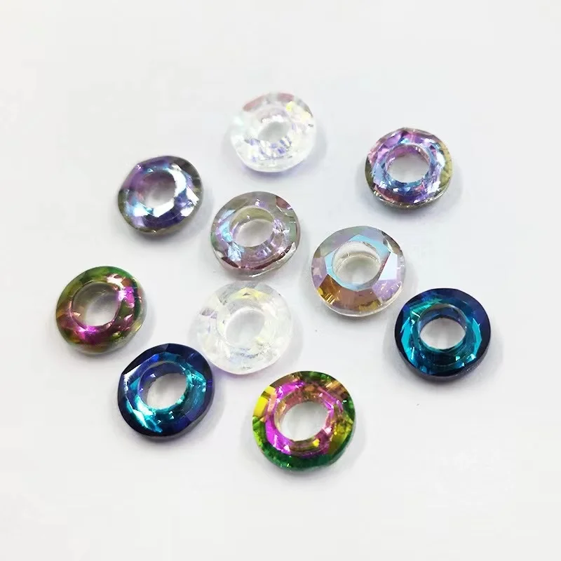 SZ 10mm 14mm 20mm 30mm Beads AB Color Glass Cosmic Ring Fancy Stone Colorful Hoops Glass Crystal Pendant For Jewelry Making