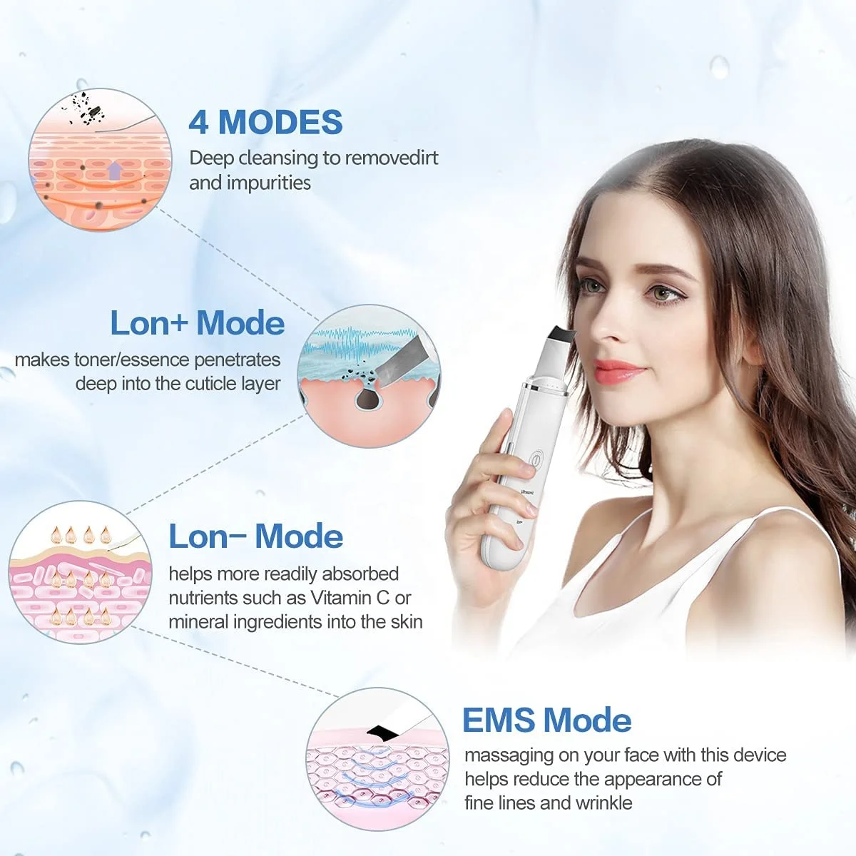 PSB private label face spatula ultrasonic face scrubber exfoliated spatula ultrasonic skin scrubber spatula Custom Logo