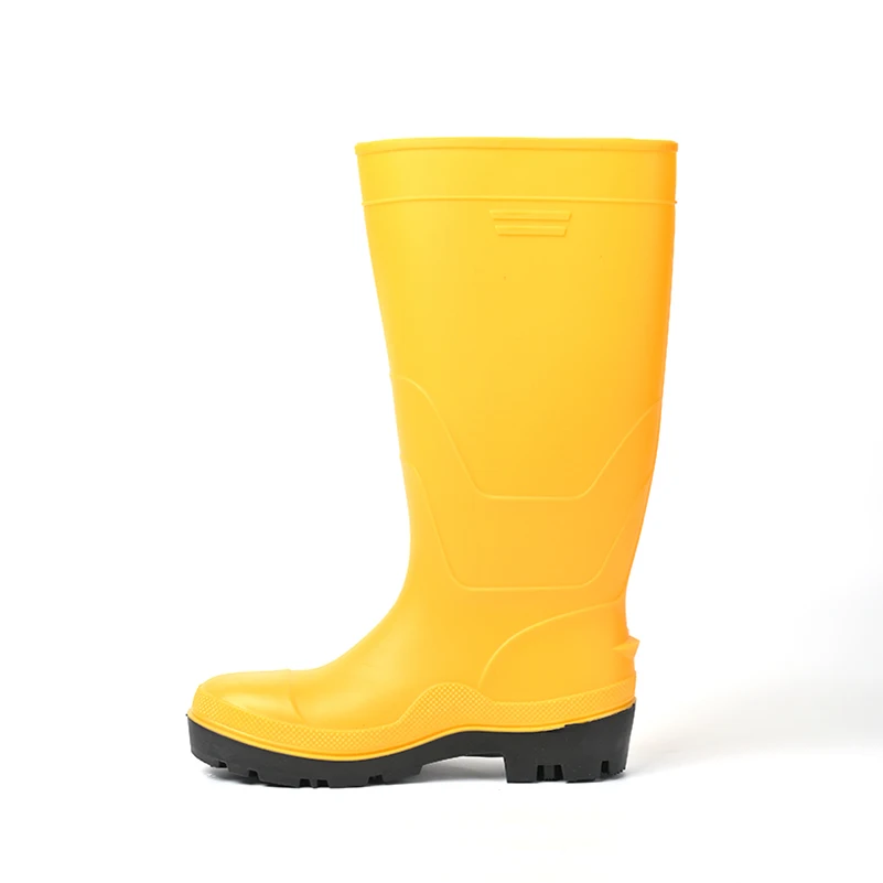 Black Yellow New High Top Yellow Safety Pvc Plastic Rain Boots Anti Slip And Wear Resistant Rain Boots