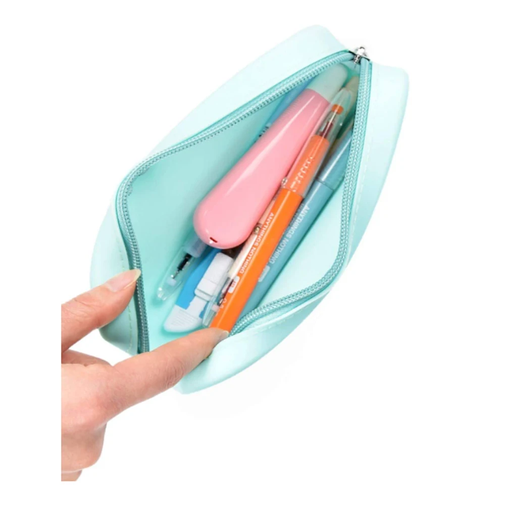 silicone Pen Pencil Make up Bag with ZipperWater leak resistant toiletry Makeup case Holder Essentials Cosmetic pouch organizer