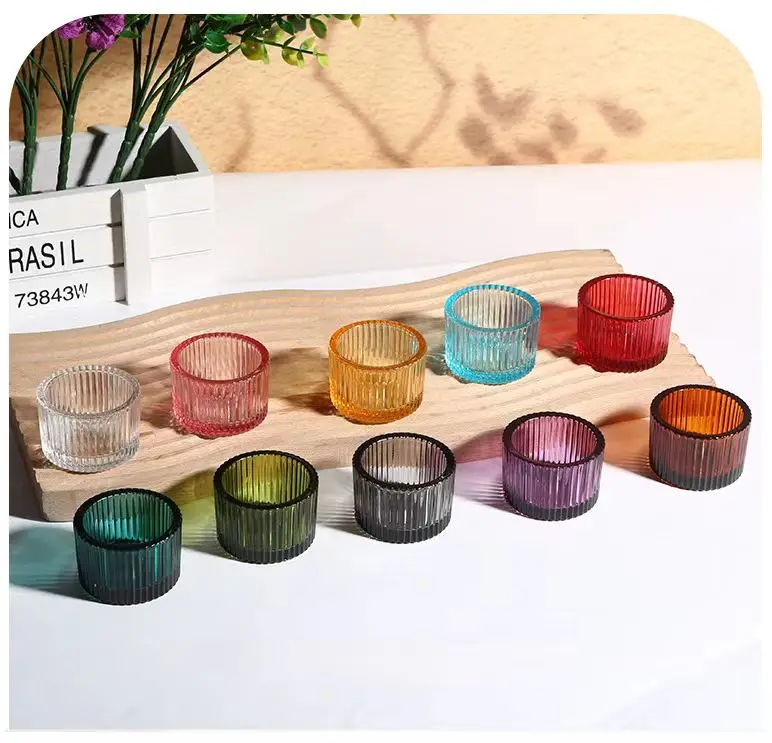 Manufacturers directly supply vertical grain candle cup Nordic romantic candle dinner home candle stand
