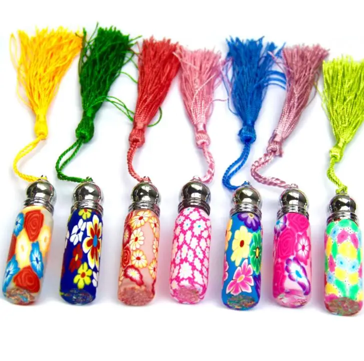 Colorful 6ml  Polymer Clay Empty Glass Roller Vials Refillable Thick Glass Essential Oil Bottle