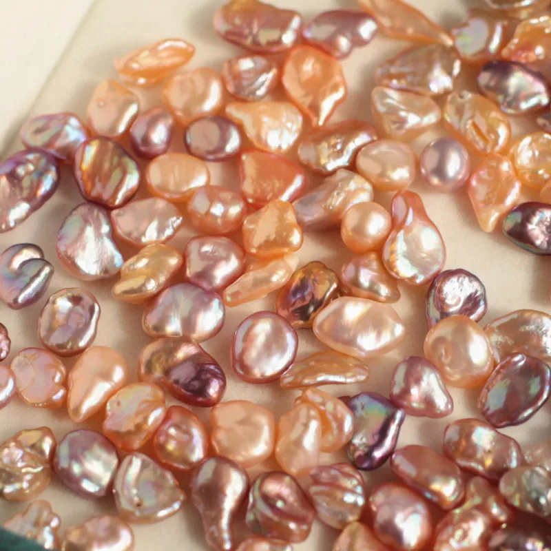 No hole loose 7-8 mm AAA natural pink purple fresh water natural pink keshi pearl