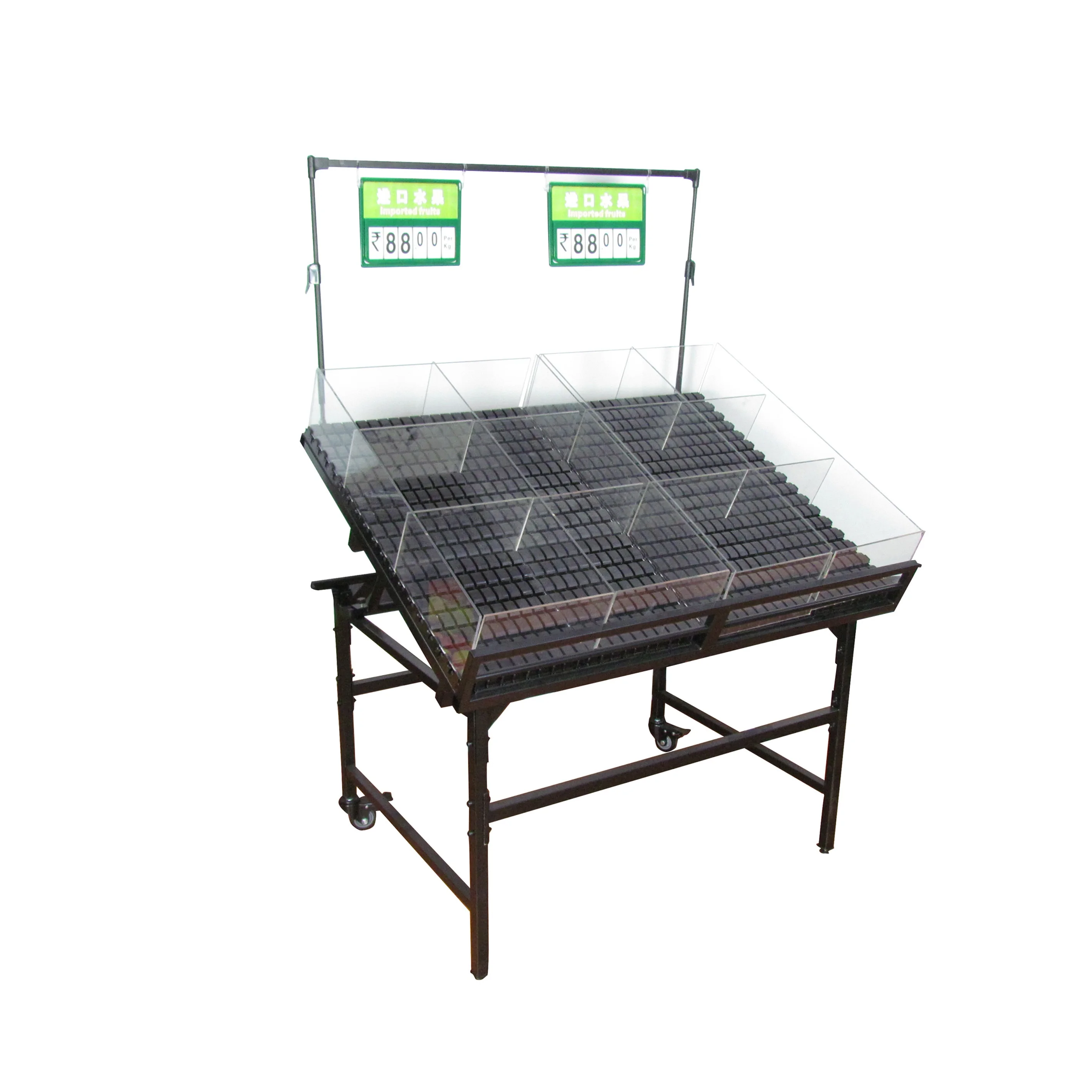 Supermarket Plastic Metal Steel Wooden Fruit and Vegetable Display Stand Rack Shelf Counter