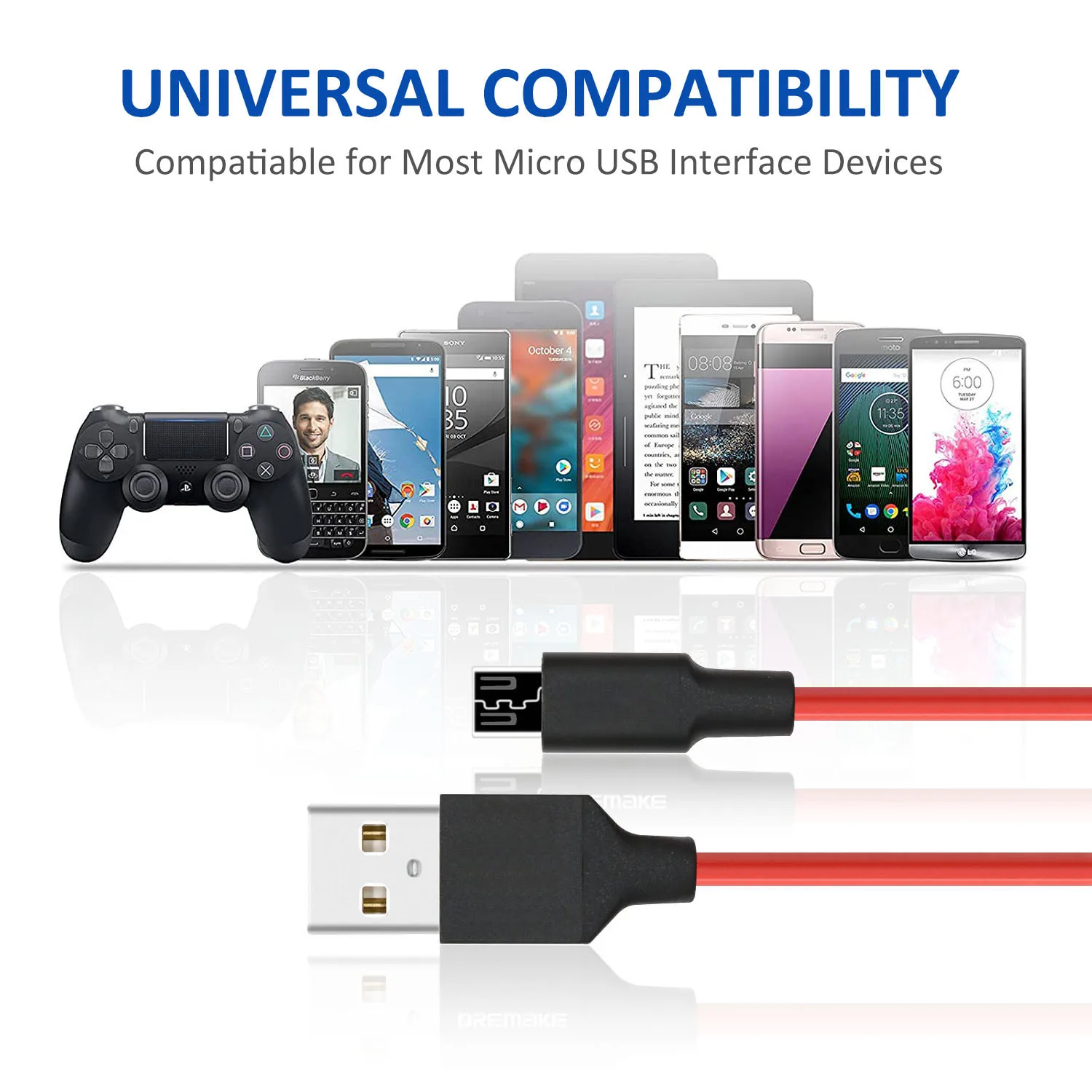 Coiled USB Cable  USB 2.0 A to Micro USB Charging Data Cord, Compatible with Android Smartphone, Wall and Car Charger