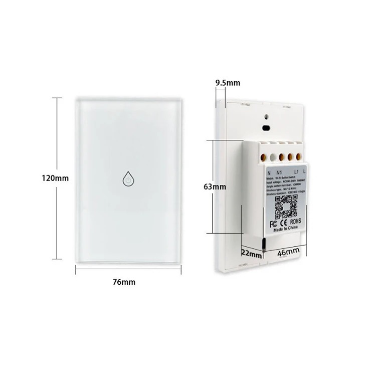 
smart American water heater switch 120 type wifi smart water heater touch switch 