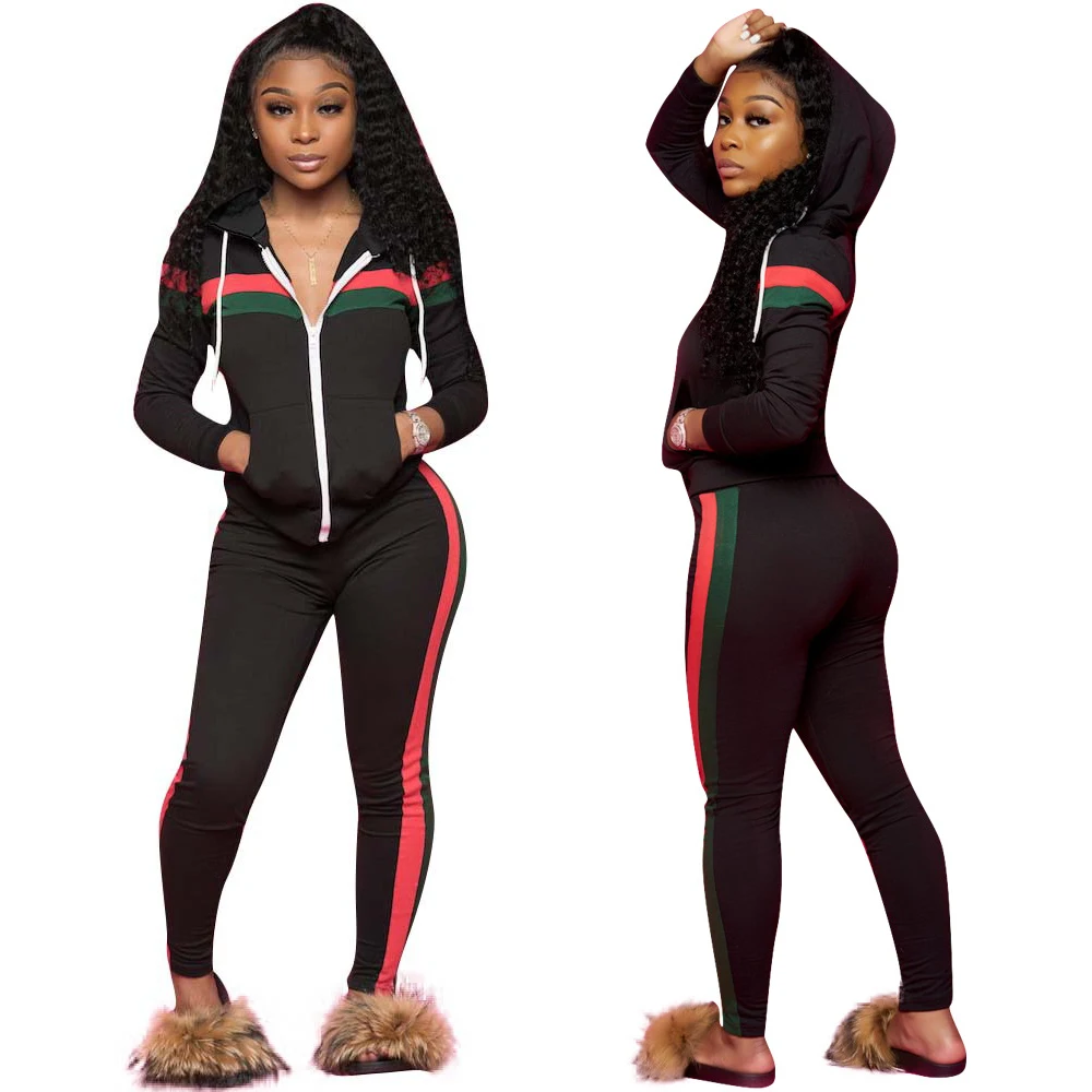 
TG37 2021 pullover hoodies two piece set solid casual sports long sleeve plus size 2pcs sets women clothes 