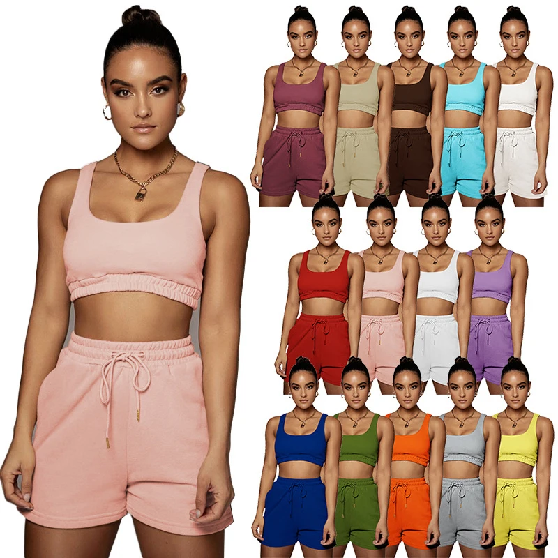 
QC Custom logo cheap 2021 summer Newest biker Zipper lady hoody with short pants Jogger running crop top set two pieces woman 