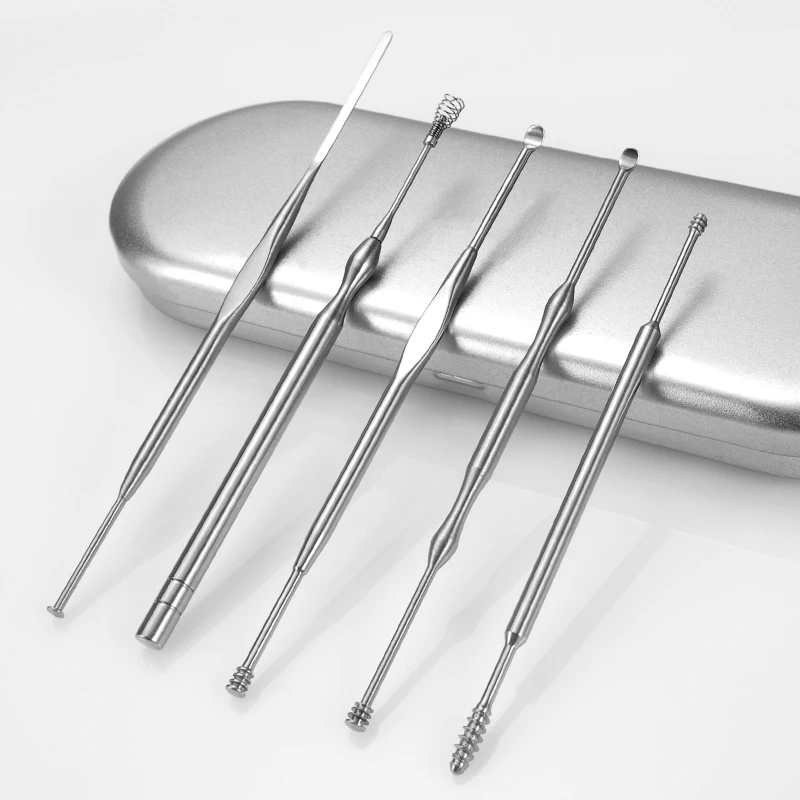 5 PCS Professional Stainless Steel Ear Cleaning Kit Ear Pick Set Ear Wax Remover Tool