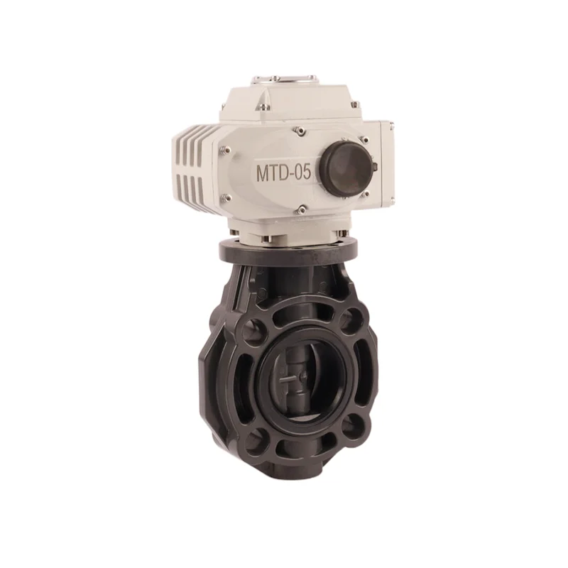 Wafer Type UPVC CPVC Automatic Flow Water Wastewater Treatment Electric Butterfly Valve UPVC  for Water