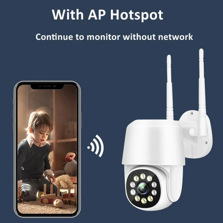 Outdoor Wireless Smart Home Security Full Color Night Vision Motion Detection AI Auto Tracking WiFi 1080P PTZ IP Camera