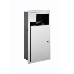 Stainless steel SUS304 toilet recessed wall mounted waste paper bin dustbin receptacle for home hotel