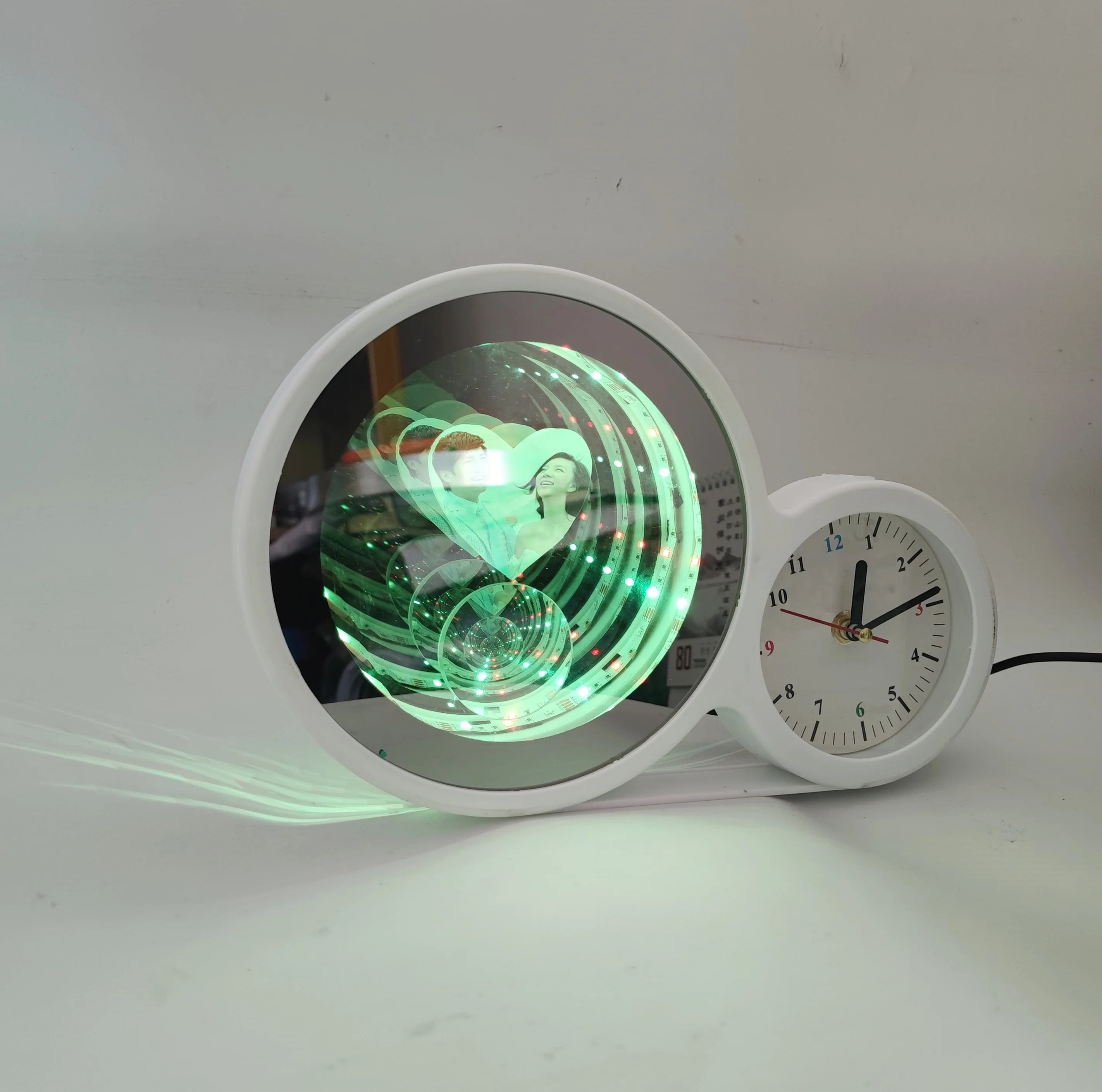 Magic mirror photo frame with infinity led light and clock 4 in 1 multifunction