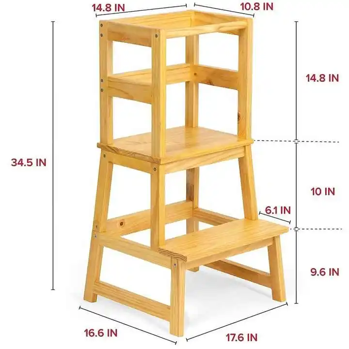 Toddler Tower Kids Step Stool Kitchen Helper Step Stool for Kids and Toddlers 2 Steps Stool with Safety Rail