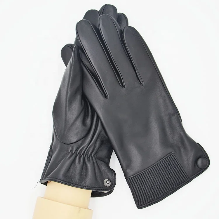 Factory Luxury Real Leather Gloves Windproof Durable OEM & ODM Cognac / Navy / Brown Leather Gloves for Men
