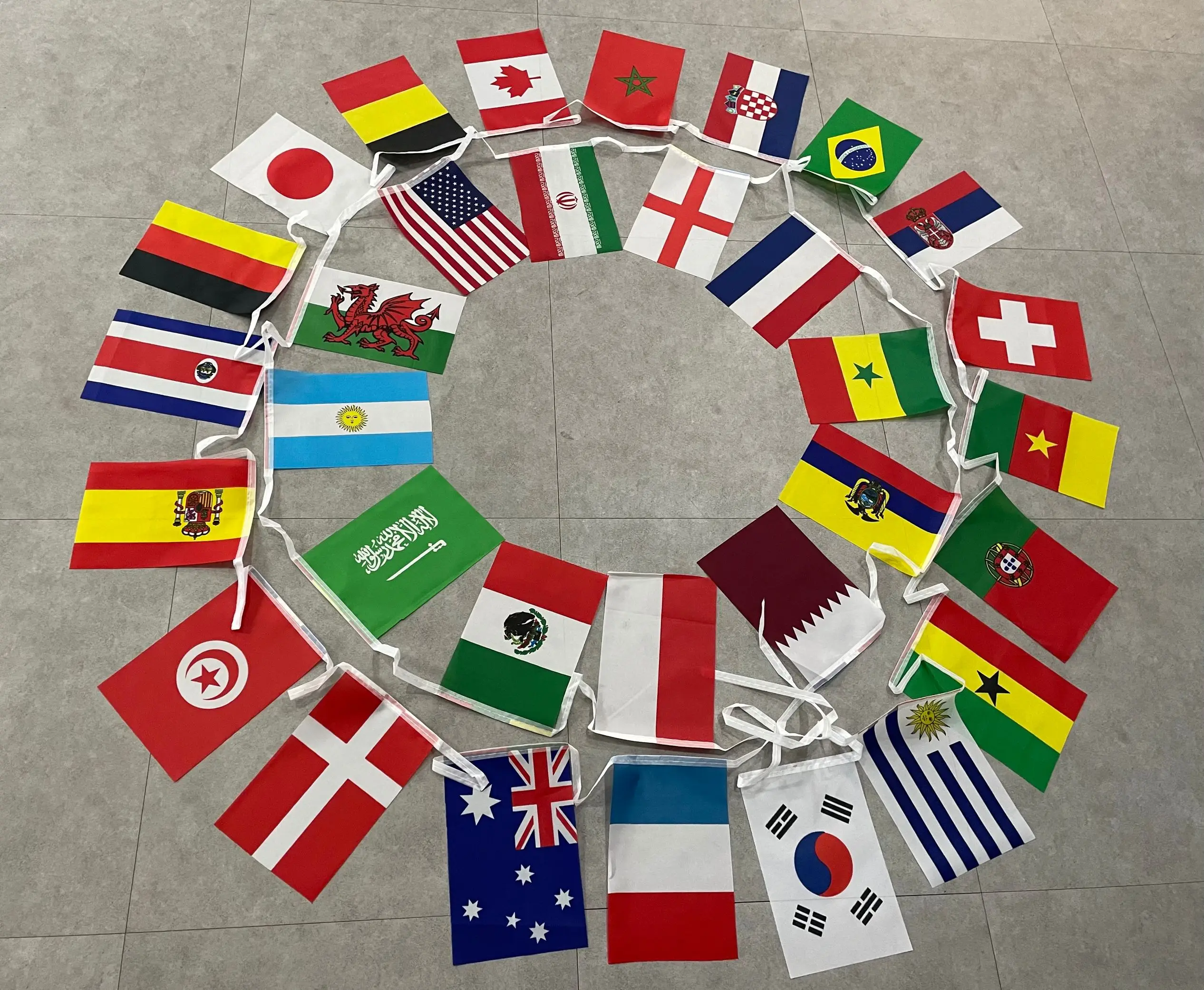 22 Qatar FOOTBALL Wholesale Advertising Polyester String Flag Saudi Arabia Flags Bunting