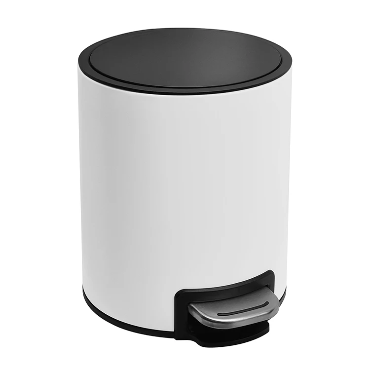 3l Food Trash White Powder Coating Stainless Steel Pedal Waste Bin Dust Bins For Indoor Trash Can