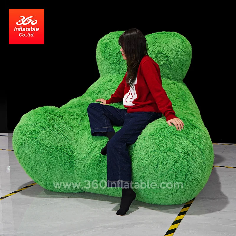 Living Room Custom Indoor Lazy long plush Air Pump Lounge Sofa Bed giant Inflatable Movie Chair Couch Sofa