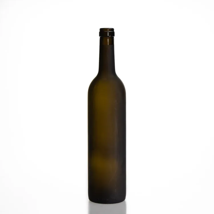 Factory Custom 750ml Glass Wine Bottle Matte Green Bordeaux Wine Bottles