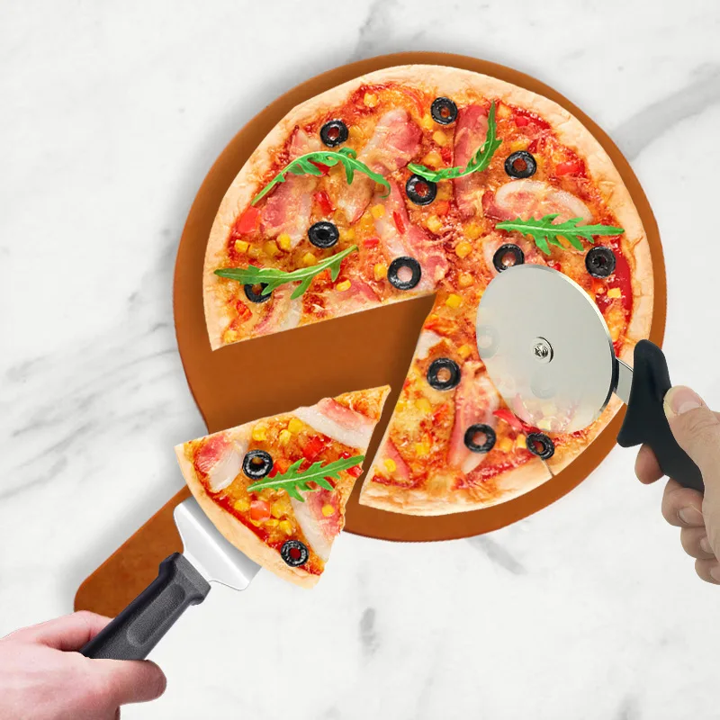 High Quality 2pcs/set Pizza Cutter Set with Plastic Handle Stainless Steel Roller Pizza Cutter Spatula Set Tools
