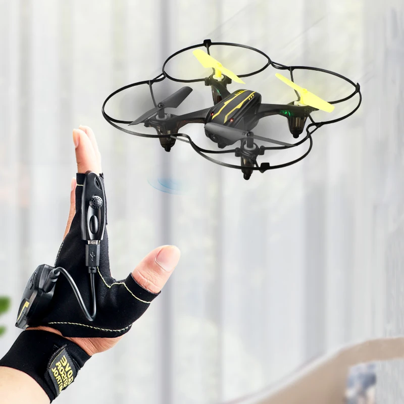 2022 Latest Style Product Outdoot-Indoor Easy to Operate Chargeable 2.4G Gloves Induction Drone Toys With LED Light