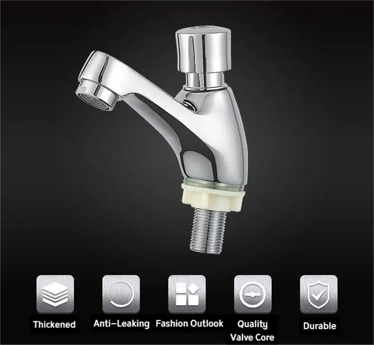 LONGSTAR  Full Copper Time-Delay Single Cold Water Automatic Shut-Off Press-Type Basin Faucet for Public Places