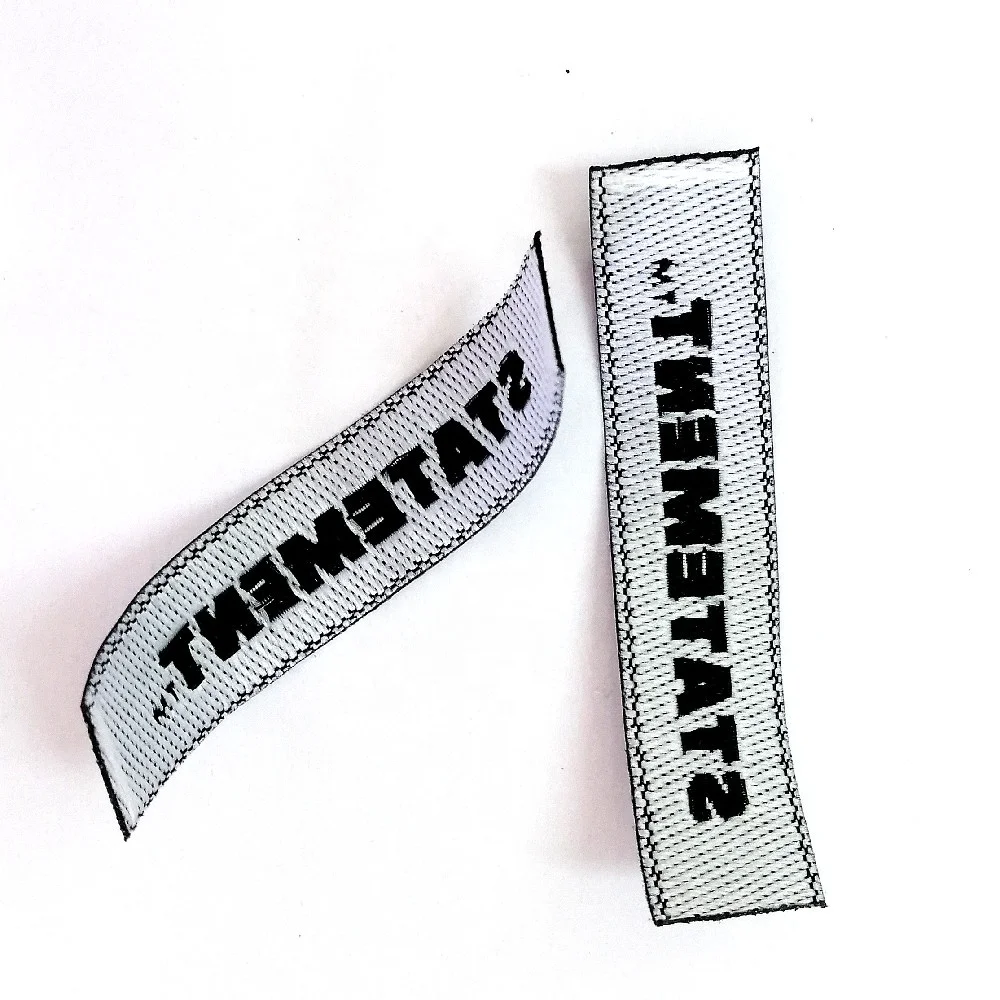 Sew on Clothing Accessories Custom Machine Woven Damask Brand Name Neck Tags and Labels for Shirt