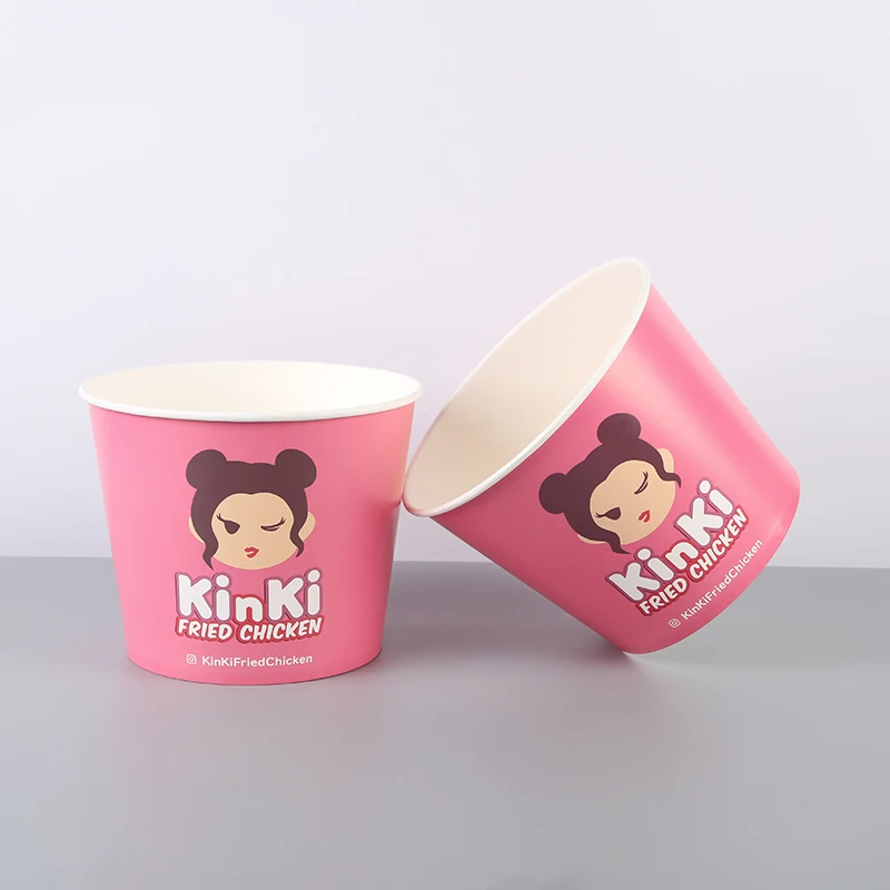 chocolate paper bucket Wholesale disposable custom takeout printed food packaging popcorn paper bucket