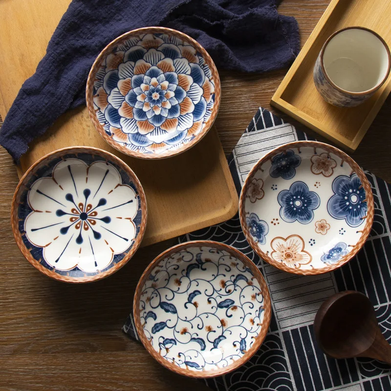 Japanese vine ceramic small plate snack plate Japanese dish household creative tableware, ceramic plate