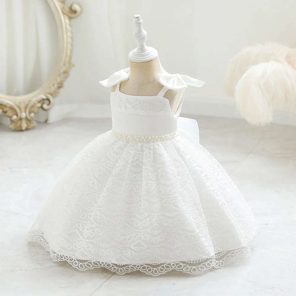 2023 Toddler Baby Girls Summer Off shoulder Dresses Princess 1 Year Birthday Party Dress Elegant Kids Christmas Wedding Costume