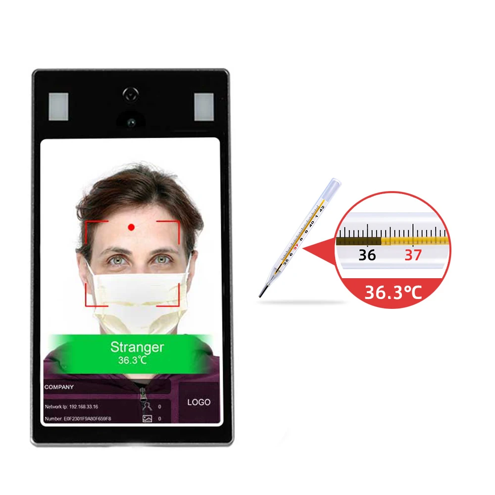 8 inch ai face recognition thermometer camera no contact body temperature scanner sensor measurement