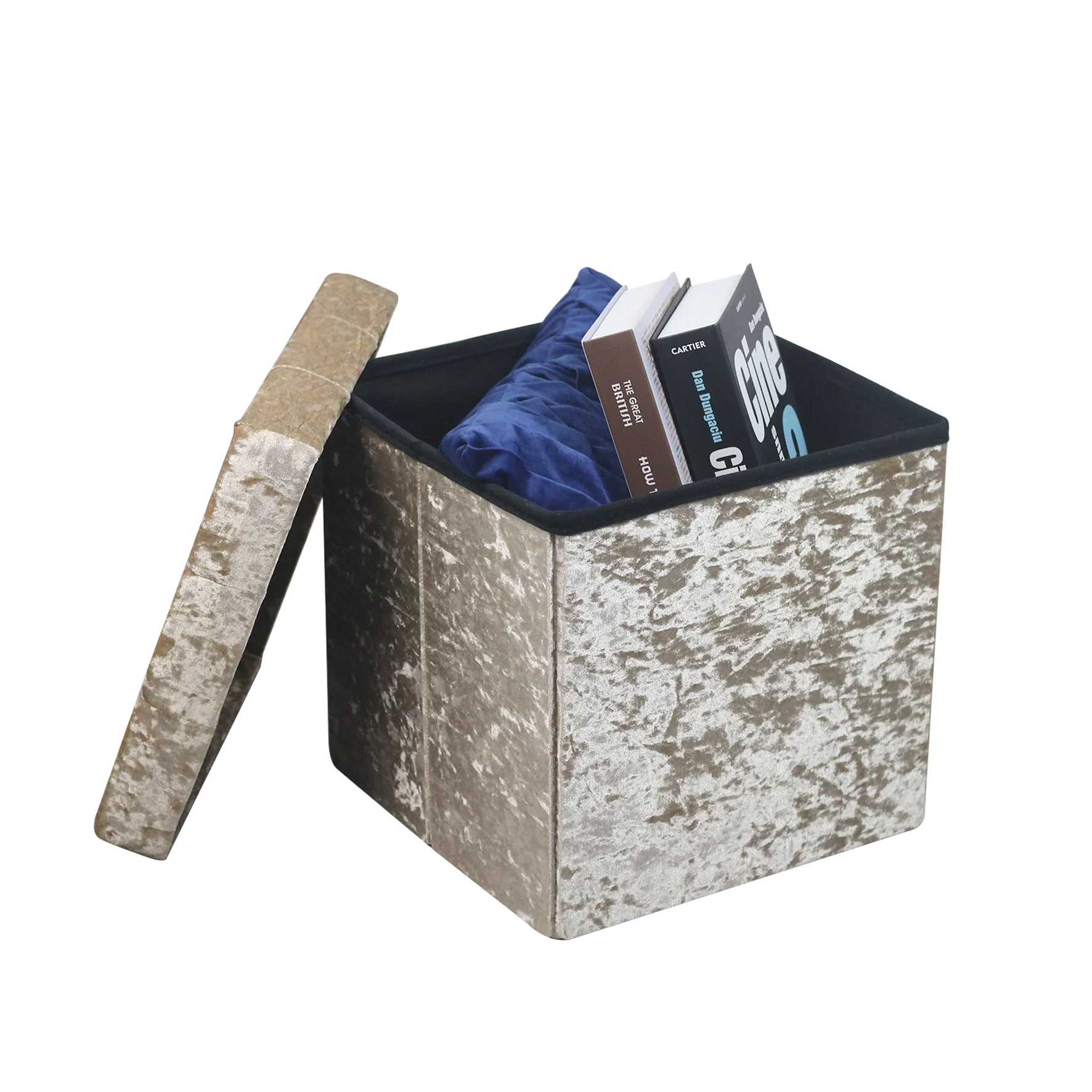 
Foldable Box, Collapsible Folding Ottoman With Cover Rest Stool Seat Storage Bench Chest 