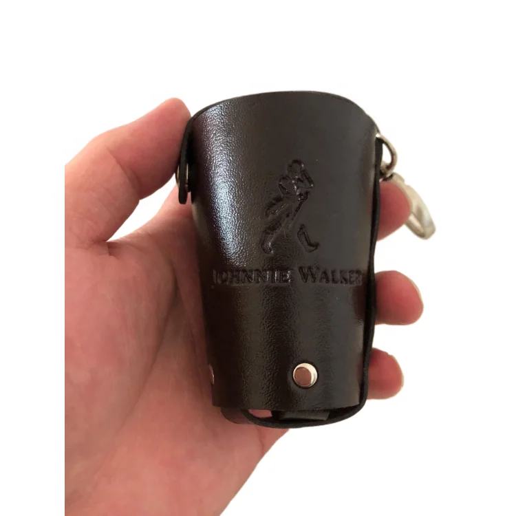 Custom Logo Portable pu carrying stainless steel hanging cup protective bag for johnnie walker brand promotion