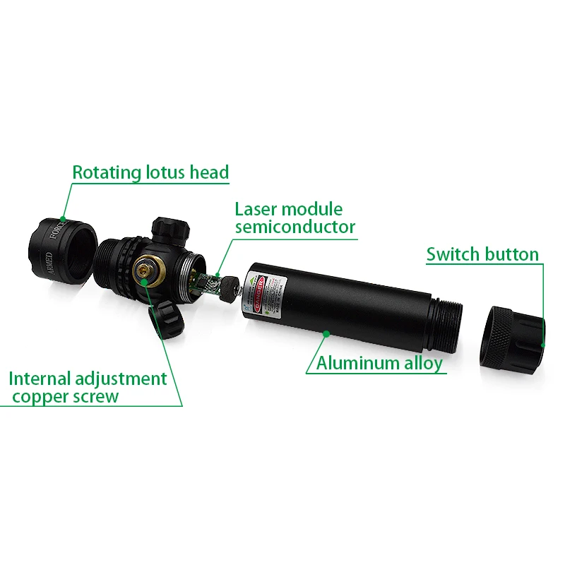 Piaoyu High Power Tactical Flashlight Pen Light Remote Adjustable Focal Length Green Powerful Laser Pen Flashlight