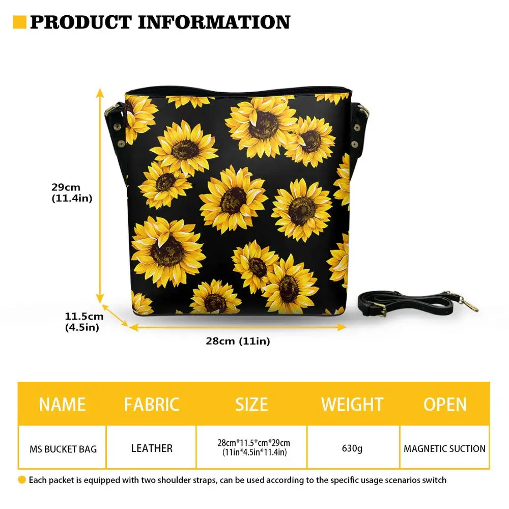 
OEM Women Leave Floral Pattern Print Style Crossbody Bag Women Shoulder Adjustable Small Bucket Crossbag Messenger Bag 