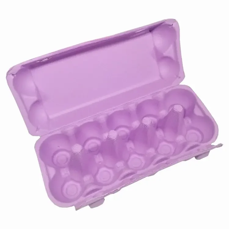 Custom Eco friendly molded pulp color egg box packaging tray sugar cane molding pulp packaging