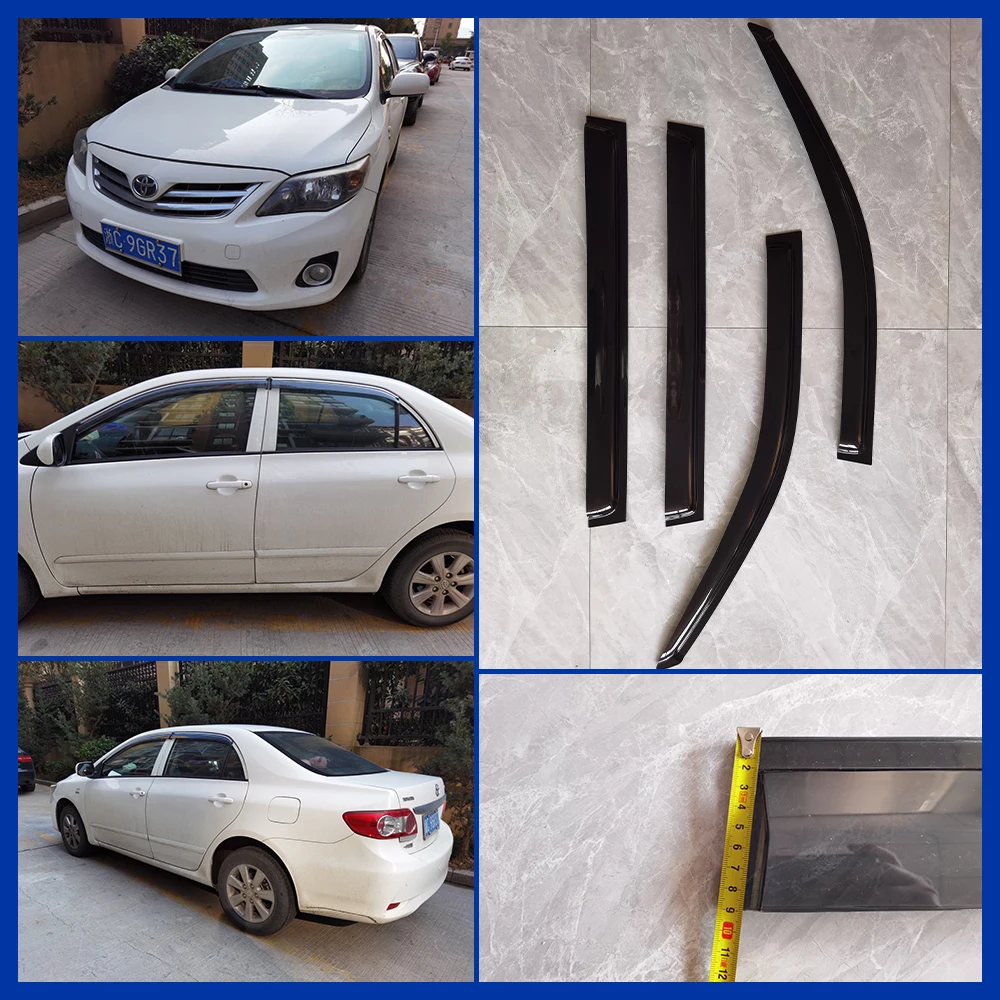 4 Pieces ABS Plastic Car Rain Guard Customizable PC/PS Side Windows Sun Visor Windows visor For Toyota 11 Corolla