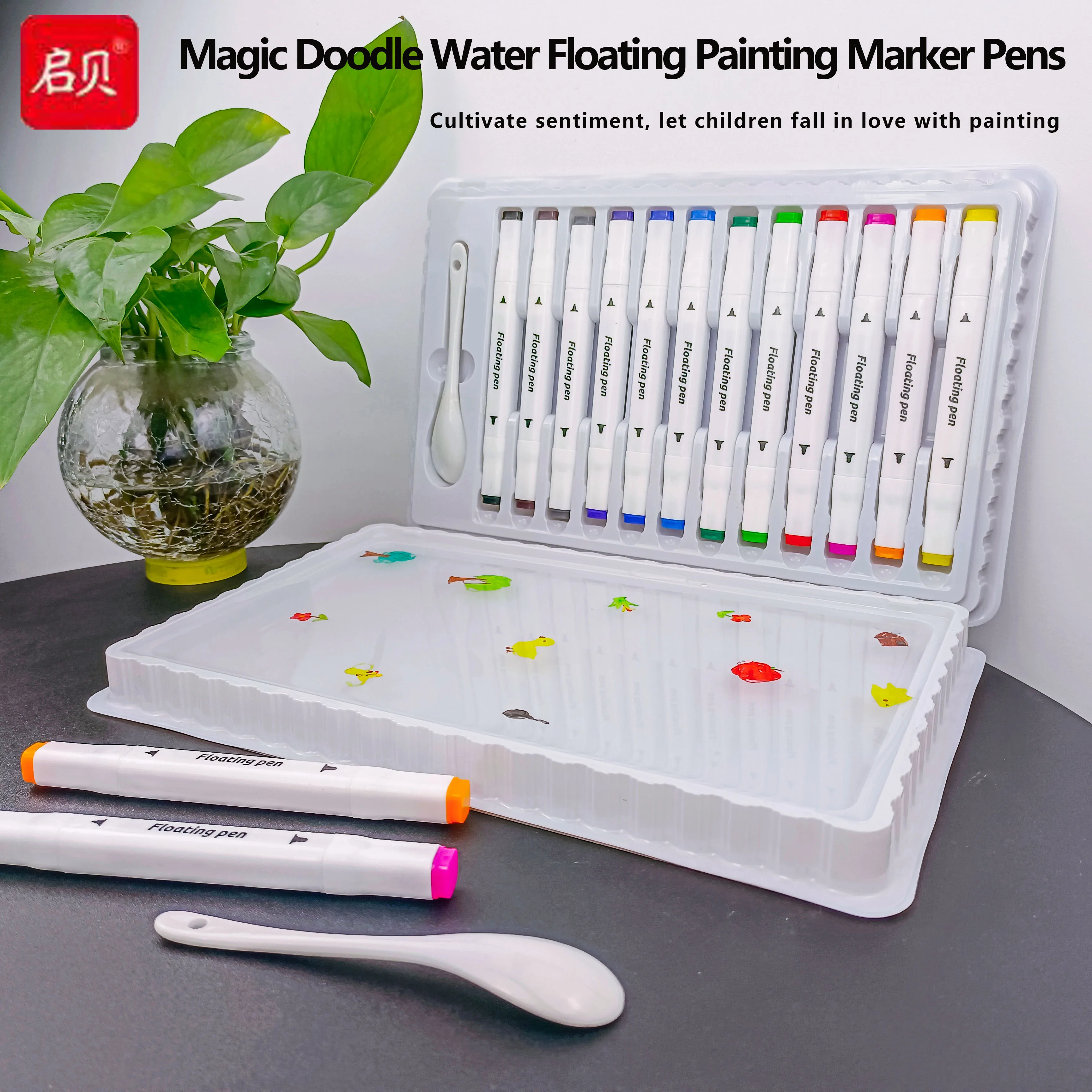 Early Education Toy Water Floating Painting Kids Color White Board Double Head Magic Water Painting Marker Pens