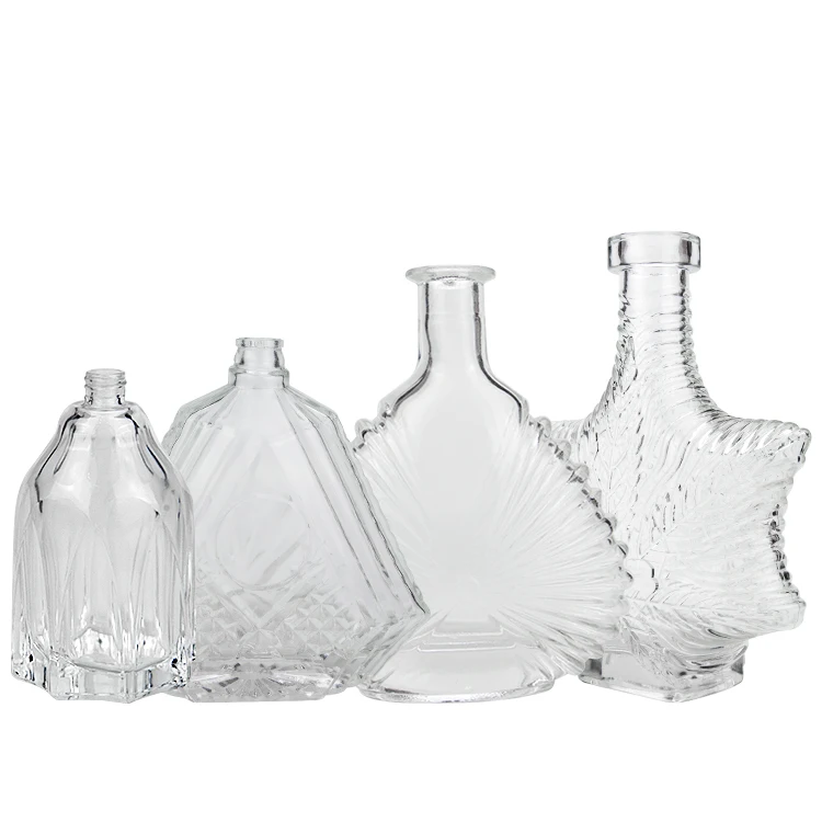 Wholesale custom Polygon 750 ml 500ml 1000ml vodka 1 liter 350ml liquor rum whiskey spirit empty wine bottles