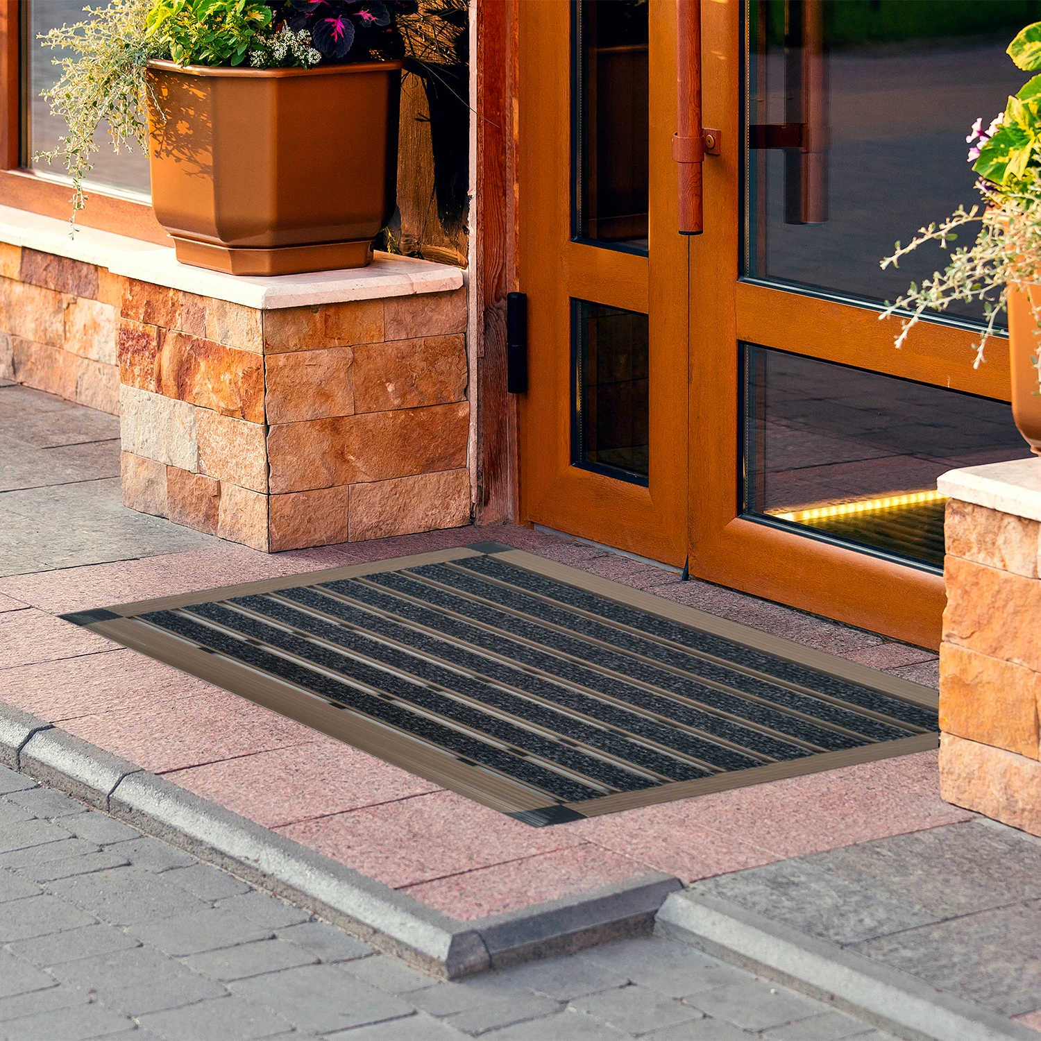 Thick Durable Dirt Trapper Plastic Steel Welcome Mat Outside Entrance Doormat Outdoor Indoor Door Mat for Entryway