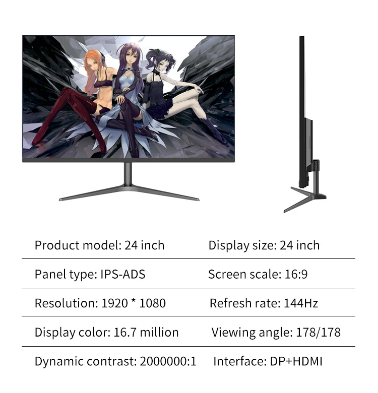 Factory Price 24 27 Inch Lcd Monitor VGA 144HZ IPS Screen HDR Computer Led Monitor 24 Inch Pc Monitores Lcd With DP Input