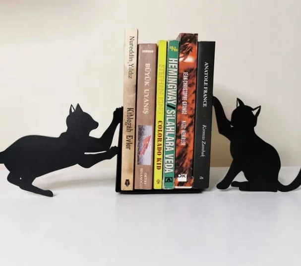 Подставка для книг с концами тяжелый металлический держатель в виде черной кошки украшения офисного стола