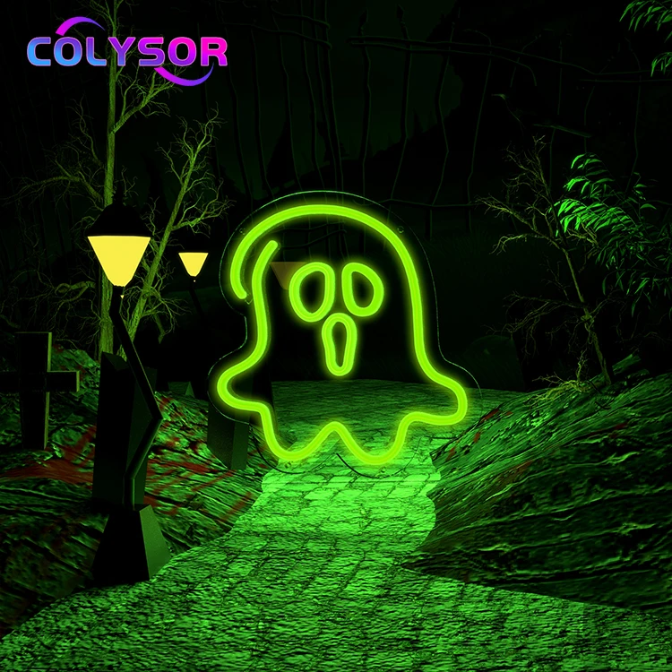 Scary Halloween Lamp Acrylic Board Home Decoration Holiday Custom Skull LED Neon Light Sign