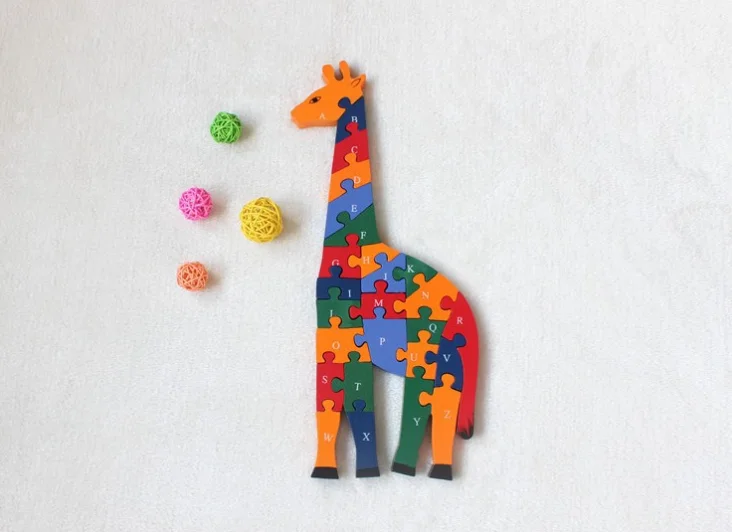 
Wooden Giraffe Jigsaw Puzzle Jigsaw Puzzle Wooden Wooden Toys Assembling Numbers Cognition English Alphabet Early Education 