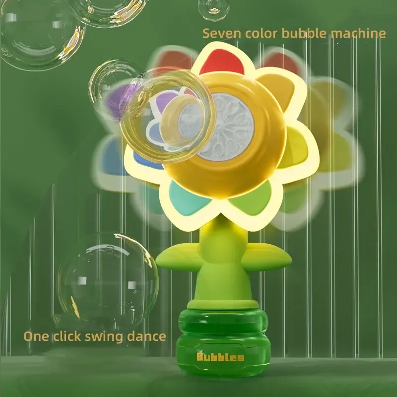 DF Newest dancing swing sunflower bubbl Machine Electric Dancing Maker Sunflower Toy outdoor soap bubble