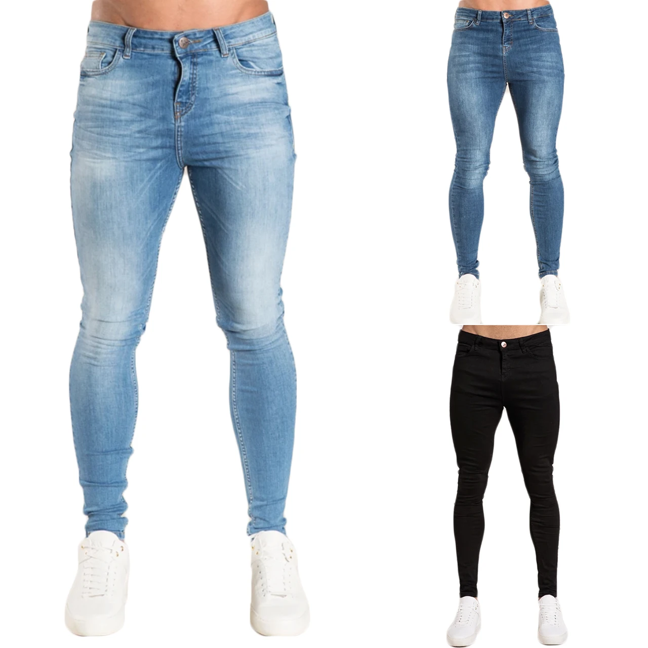 
IN STOCK New Model Men Fashion Design Blue Skinny Tight Denim Jeans 
