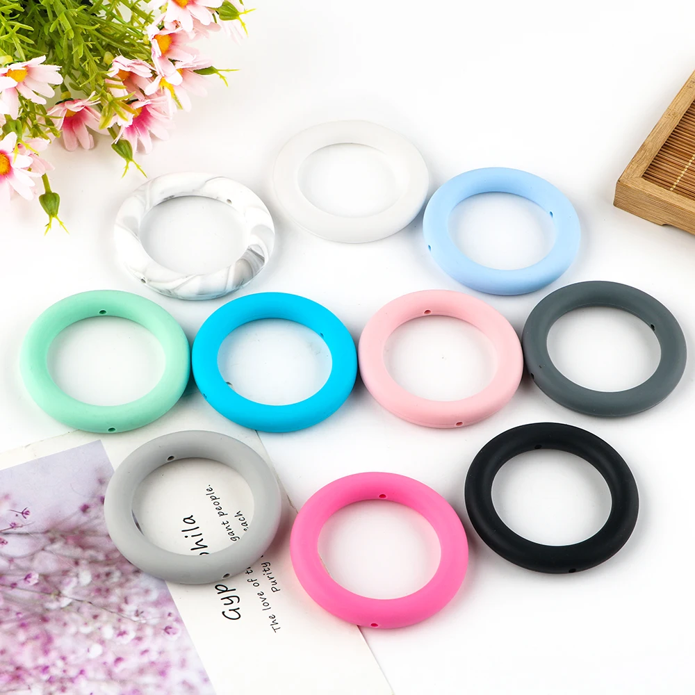 High Quality Circular Shape BPA Free Teething Necklace Food Grade Infant Chewable Silicone Teether Toys Bulk For DIY Crafts