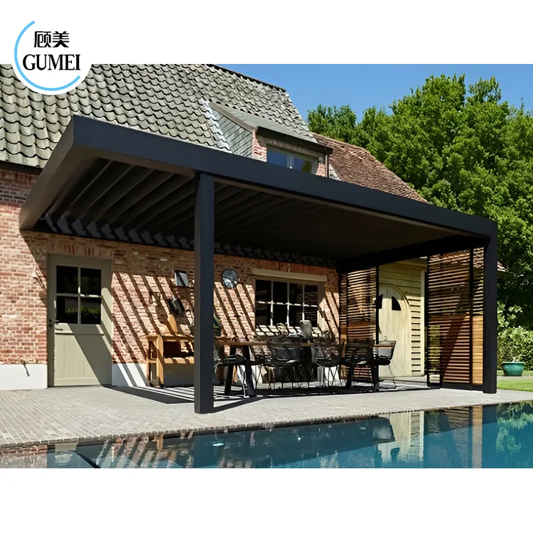 Outdoor Waterproof Garden Bioclimatic Pergola Motorized Louvered Aluminium Pergola