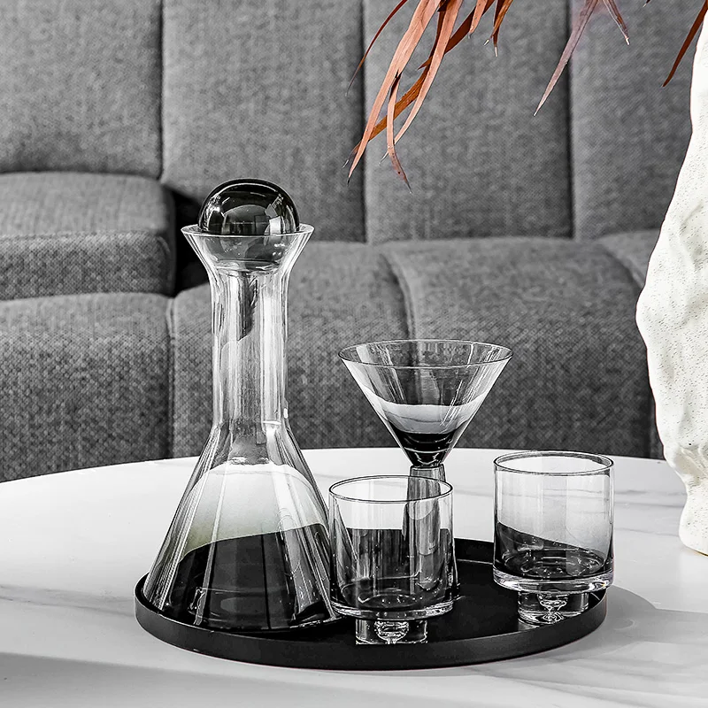 Modern and Simple Glass Decanting Kit with Glass Wine Bottle and Glass Wine  for Home Decor